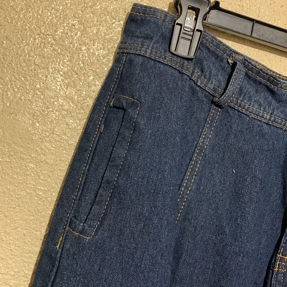 Tanming Long Midi Jean Skirt L Blue A-Line Full Front Zipper with Buttons Cotton - Picture 4 of 14